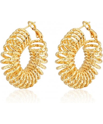 Vintage Boho 18K Golden Circle Round Hoop Earrings Stainless Steel Drop Earrings Jewelry for Women Girls(er006404) Style H $1...