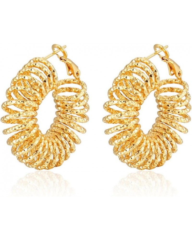 Vintage Boho 18K Golden Circle Round Hoop Earrings Stainless Steel Drop Earrings Jewelry for Women Girls(er006404) Style H $1...