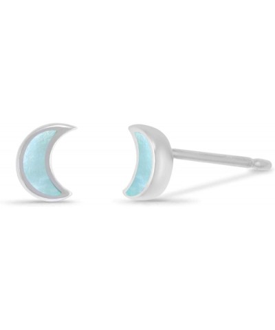 Jewelry Sterling Silver Crescent Moon Stud Earring Green Mother of Pearl $13.49 Earrings