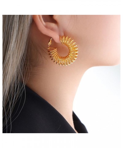 Vintage Boho 18K Golden Circle Round Hoop Earrings Stainless Steel Drop Earrings Jewelry for Women Girls(er006404) Style H $1...