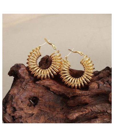 Vintage Boho 18K Golden Circle Round Hoop Earrings Stainless Steel Drop Earrings Jewelry for Women Girls(er006404) Style H $1...