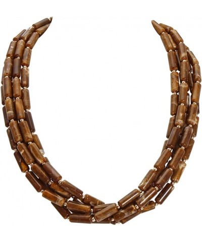 Chunky Beads Necklace Acrylic Multi Layered Jewelry Statement Necklace Handmade Strand Brown $12.64 Necklaces