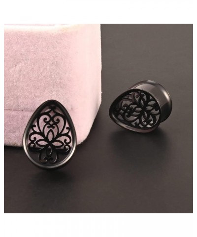 2 PCS Ear Gauges Flower-Teardrop Ear Plugs Body Piercing Tunnels 316 Stainless Steel Hypoallergenic Earrings Plugs for Ears E...