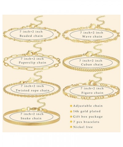 Dainty Bracelets for Women Trendy, Sterling Silver Plated Chain Bracelet Set for Women Stack 14K Gold Plated Link Bracelets J...