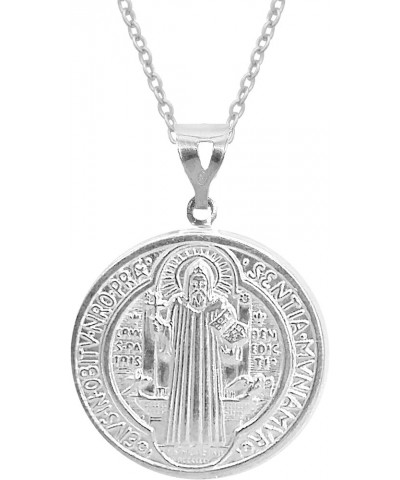 Sterling Silver San Benito St Saint Benedict Medallion Medal Pendant Necklace (3 sizes) 24.0 Inches 15mm (silver) $18.55 Neck...