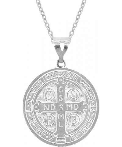 Sterling Silver San Benito St Saint Benedict Medallion Medal Pendant Necklace (3 sizes) 24.0 Inches 15mm (silver) $18.55 Neck...