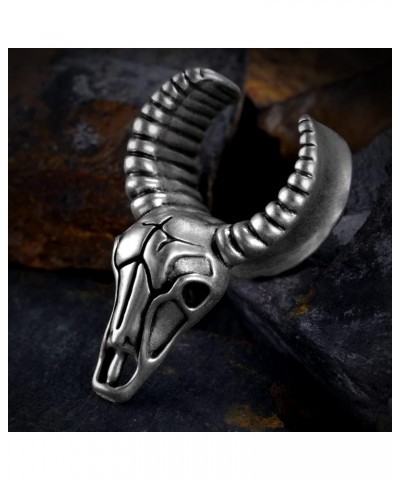 2PCS Punk Skull Ear Tunnels Brass Vintage Double Flared Plugs Cool Gothic Goat Head Ear Gauges Stretcher Piercings Gauge 0g t...