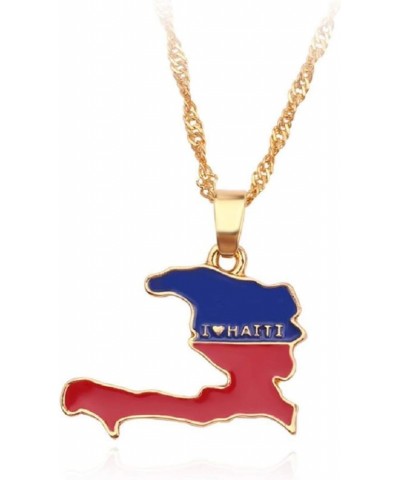 Fashion Unisex Country Country's Flag Map Gold Pendant Necklaces Haiti alloy $7.80 Necklaces