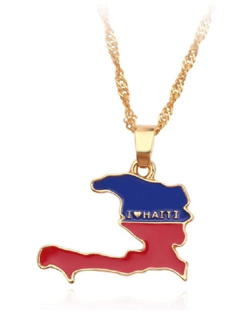 Fashion Unisex Country Country's Flag Map Gold Pendant Necklaces Haiti alloy $7.80 Necklaces