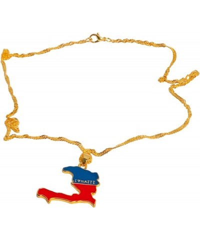 Fashion Unisex Country Country's Flag Map Gold Pendant Necklaces Haiti alloy $7.80 Necklaces