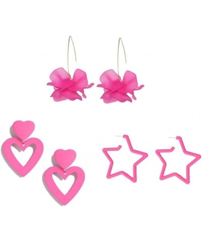 Hot Pink Women's Set Geometry/Bohemia/Love/Tassel Earrings Beautiful Versatile Girl Gift set4 $5.24 Earrings