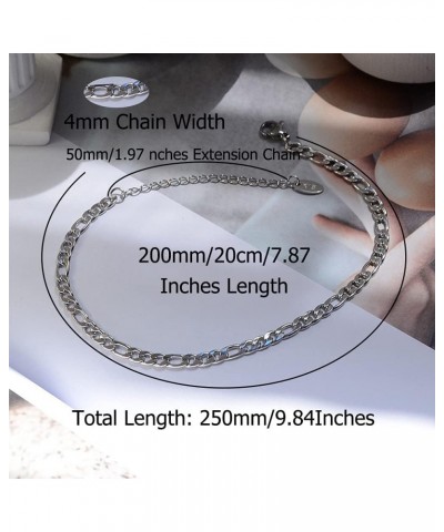 Daisy Zircon Stainless Steel Anklet Bracelet ECG Love Adjustable Rose Gold Anklets for Women Men 7.8-8.66 Inches Retro Chain ...