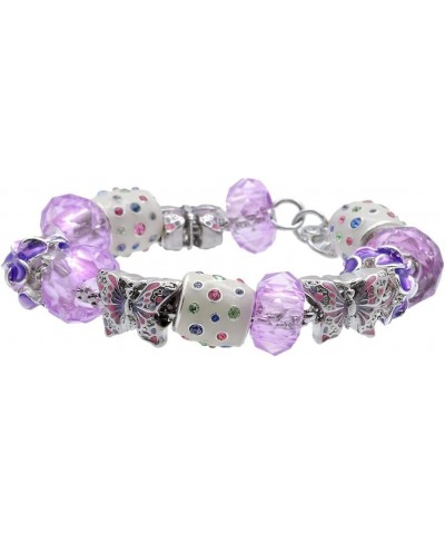 Silvertone Family Rock on AB Crystal Heart Purple Butterfly Bead Charm Bracelet, 7"+1" Extender Big Sister $32.90 Bracelets