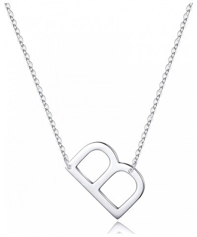 S925 Sterling Silver Sideways Initial Necklaces for Women, Dainty Hypoallergenic Sterling Silver Letter A-Z Pendant Necklace ...