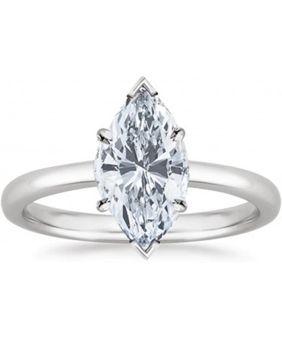 1 Carat Diamond Solitaire Engagement Ring 14K White Gold (K, I2, 1 c.t.w) Very Good Cut Ring Size 8 Marquise $921.75 Rings