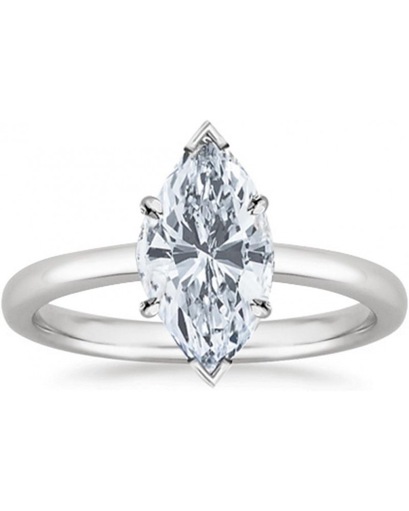 1 Carat Diamond Solitaire Engagement Ring 14K White Gold (K, I2, 1 c.t.w) Very Good Cut Ring Size 8 Marquise $921.75 Rings