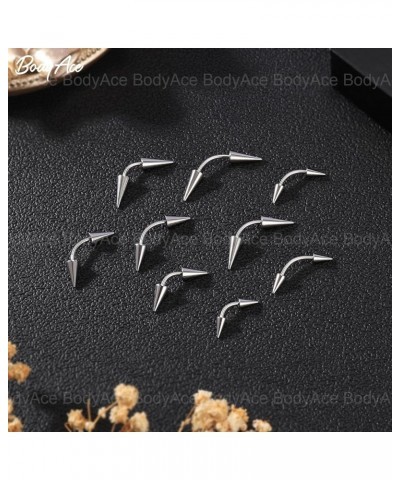 16G Spike Eyebrow Piercing Jewelry, Curved Barbell Eyebrow Tragus Lip Rings with Balls, Black Spike Earrings Rook Nose Bridge...