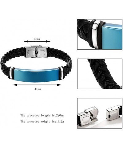 Medical Bracelets for Adults Teens,Adjustable Braided Leather Wristband Emergency Identification Cuff Bracelets Health Alert ...