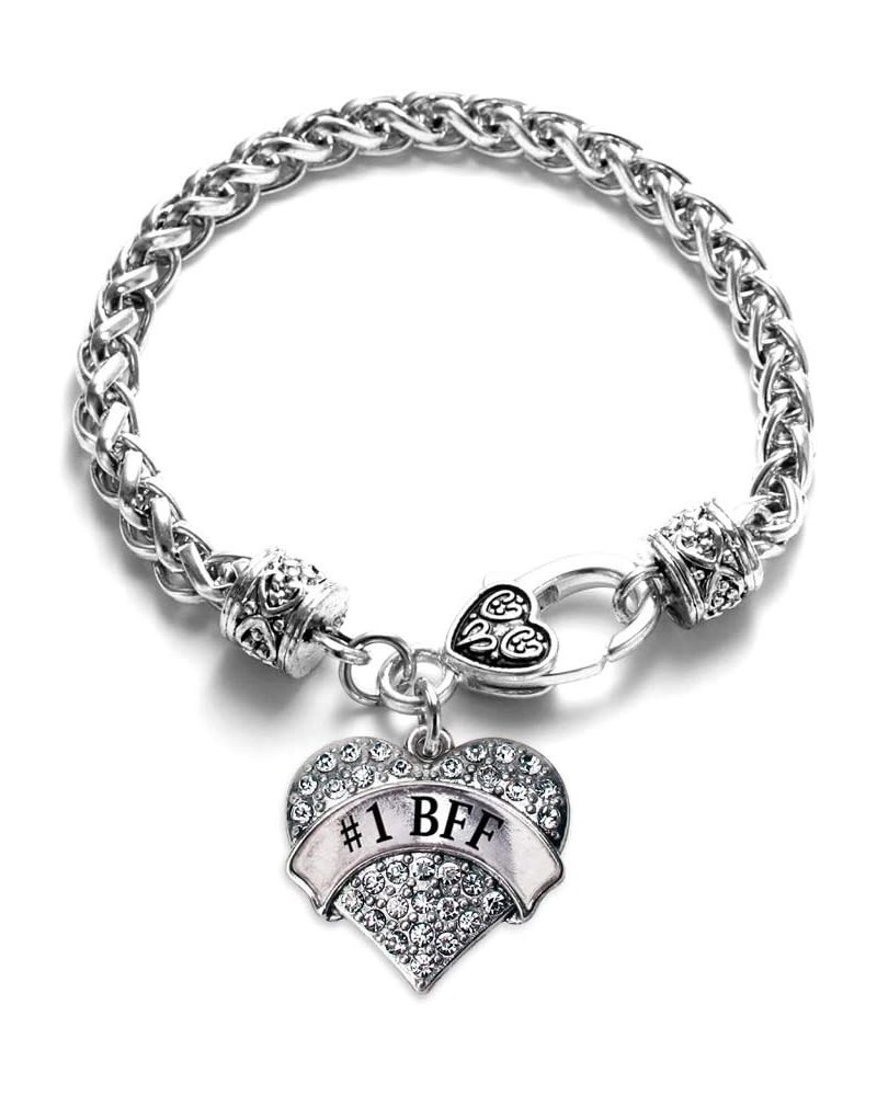 Silver Pave Heart Charm Bracelet with Cubic Zirconia Jewelry 1 BFF $10.39 Bracelets