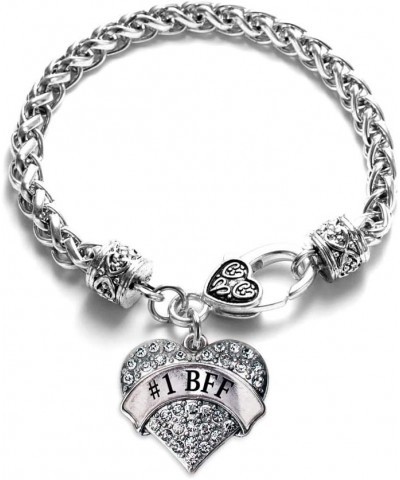 Silver Pave Heart Charm Bracelet with Cubic Zirconia Jewelry 1 BFF $10.39 Bracelets