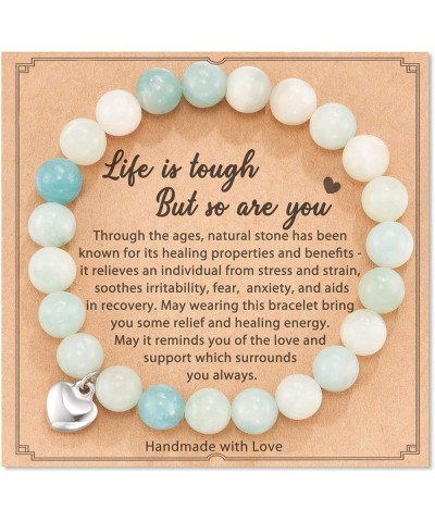 Get Well Soon Gifts -Natural Stone Healing Relaxation Bracelet,'Life is Tough But So are You' Inspirational Bracelet for Wome...