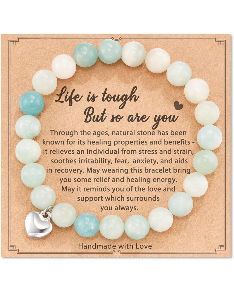 Get Well Soon Gifts -Natural Stone Healing Relaxation Bracelet,'Life is Tough But So are You' Inspirational Bracelet for Wome...