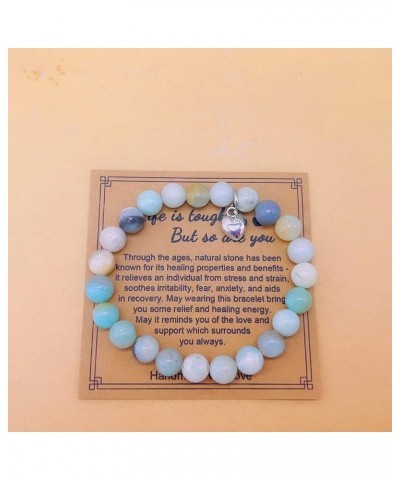 Get Well Soon Gifts -Natural Stone Healing Relaxation Bracelet,'Life is Tough But So are You' Inspirational Bracelet for Wome...