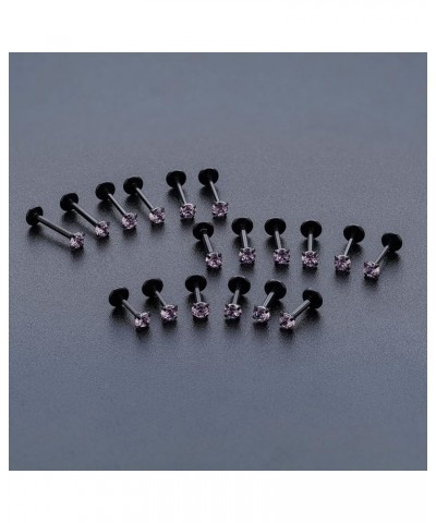 20G 18G 16G Threadless Push in Lip Ring Stainless Steel 3mm Clear CZ Stud Top 6mm 8mm 10mm Labret Tragus Nose Cartilage Daith...