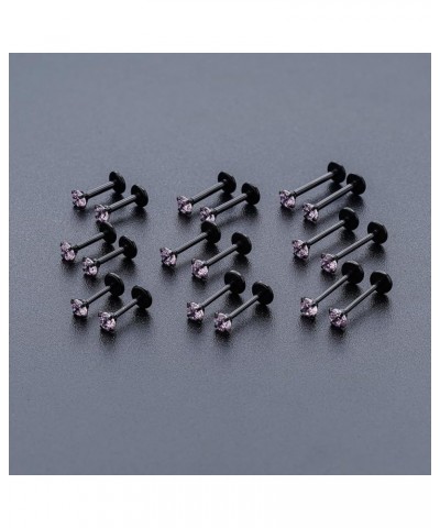 20G 18G 16G Threadless Push in Lip Ring Stainless Steel 3mm Clear CZ Stud Top 6mm 8mm 10mm Labret Tragus Nose Cartilage Daith...