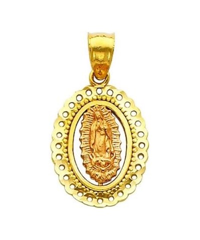 14k Tone Gold Religious Mary Guadlupe Charm Pendant with 1.5mm Fancy Diamond Cut Chain Necklace 16.0 Inches $77.49 Pendants