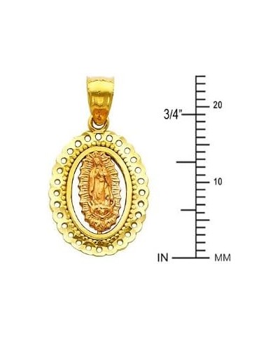 14k Tone Gold Religious Mary Guadlupe Charm Pendant with 1.5mm Fancy Diamond Cut Chain Necklace 16.0 Inches $77.49 Pendants