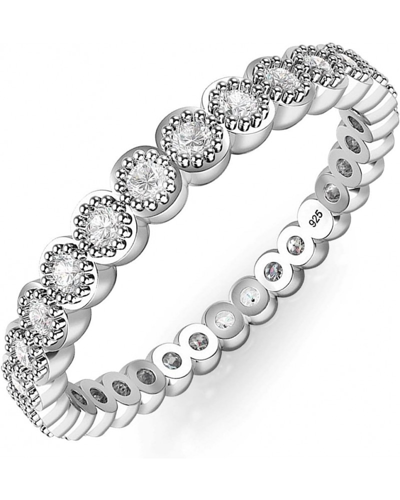 Sterling Silver CZ Stackable Anniversary Eternity Cubic Zirconia Band Ring $8.95 Rings