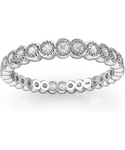 Sterling Silver CZ Stackable Anniversary Eternity Cubic Zirconia Band Ring $8.95 Rings