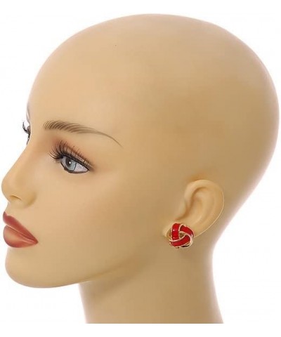 18mm D/Red Enamel Knot Clip On Earrings in Silver Tone $16.45 Earrings