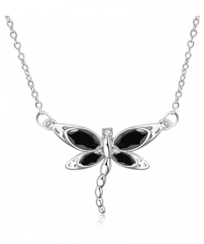 Dragonfly Necklace Sterling Silver Crystal BirthstoneDragonfly Jewelry Gifts Black Crystal $14.00 Necklaces