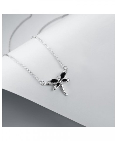 Dragonfly Necklace Sterling Silver Crystal BirthstoneDragonfly Jewelry Gifts Black Crystal $14.00 Necklaces