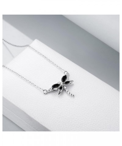 Dragonfly Necklace Sterling Silver Crystal BirthstoneDragonfly Jewelry Gifts Black Crystal $14.00 Necklaces