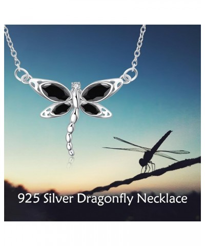 Dragonfly Necklace Sterling Silver Crystal BirthstoneDragonfly Jewelry Gifts Black Crystal $14.00 Necklaces