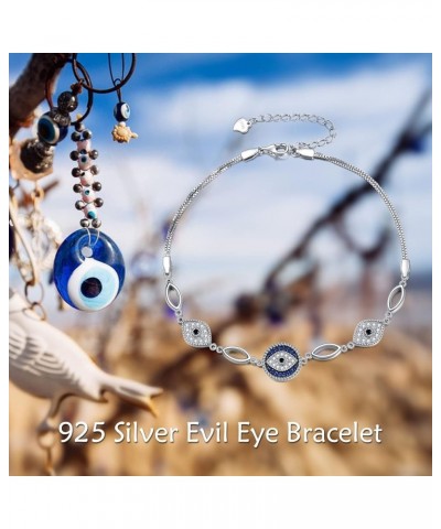 Evil Eye Ankle Bracelet for Women 925 Sterling Silver Bracelets Blue Eye Adjustable Charm Jewelry Gift for Teen Girls evil ey...