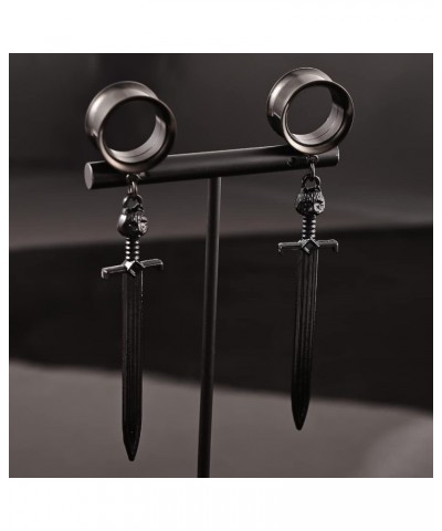 316 Hypoallergenic Stainless Steel Ear Gauges Cool Sword-Pendant Dangle Ear Plugs Tunnels Gauges Ear Stretching A Pair Sellin...