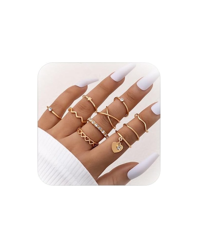 4 PCS Emerald Rings for Women Vintage Emerald Crystal Finger Ring Joint Knuckle Rings Set Gold Silver Stackable Emerald Green...