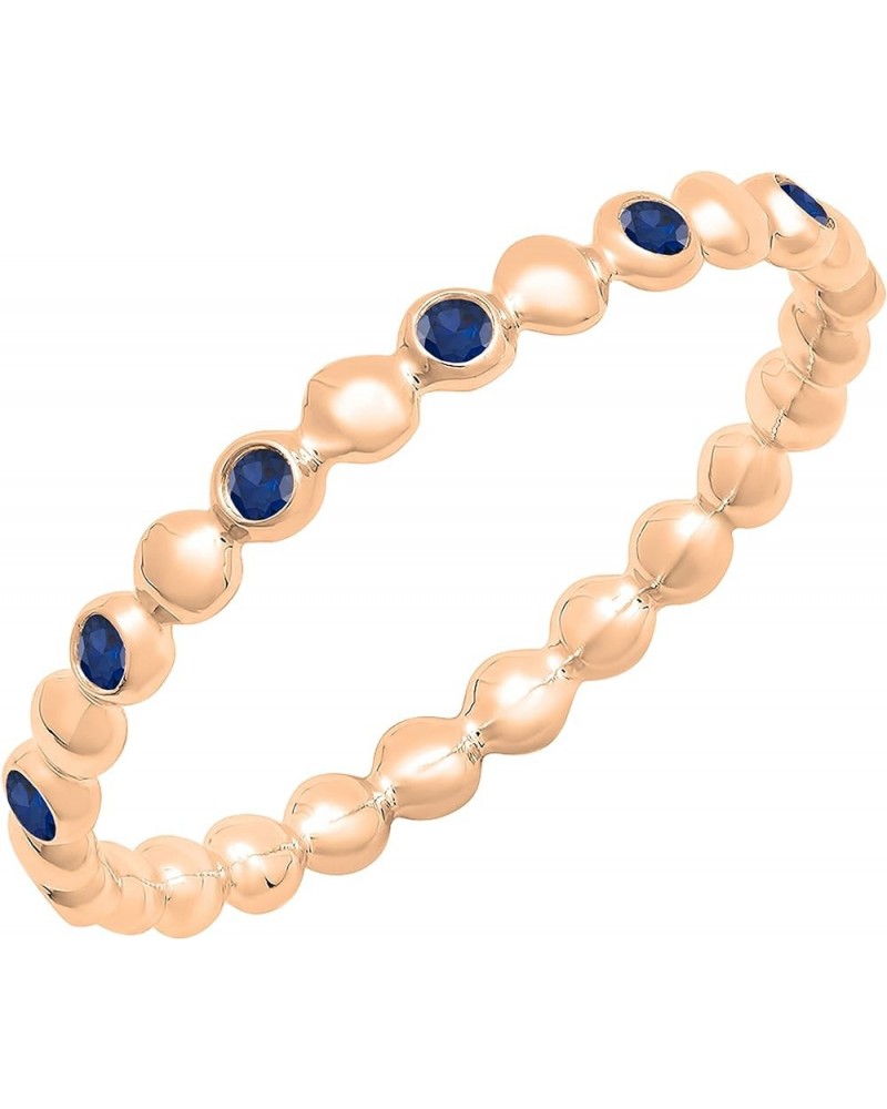 Round Gemstone Beaded Ladies Wedding Band | Available in 10K/14K/18K Gold blue sapphire in 14K rose gold $100.74 Bracelets