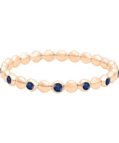 Round Gemstone Beaded Ladies Wedding Band | Available in 10K/14K/18K Gold blue sapphire in 14K rose gold $100.74 Bracelets