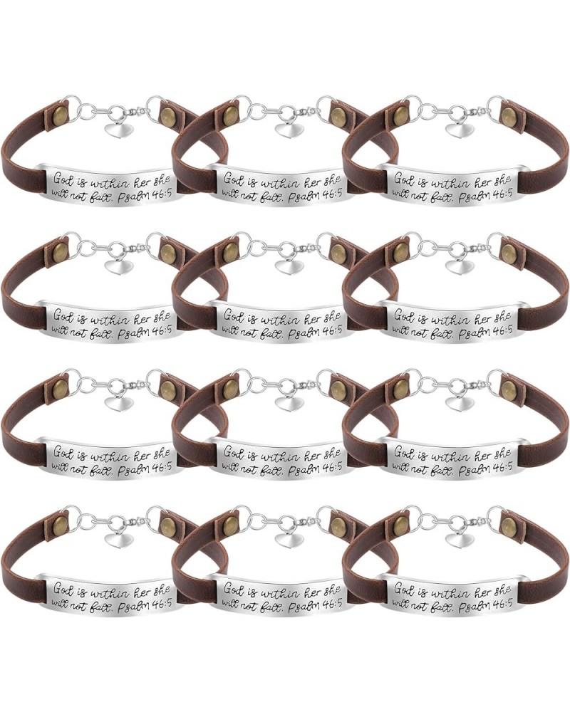 6 12 PCS Confirmation Christian Gifts for Women Jesus Religious Leather Bracelets for Teen Women Vintage Bracelet for Christa...