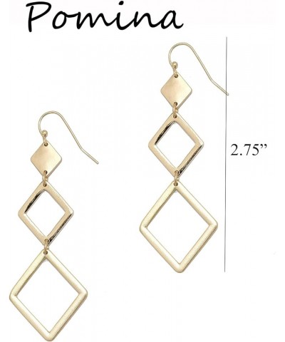 Lightweight Linked Geometric Dangle Earrings Matte Gold Circle Oval Hexagon Link Dangle Drop Earrings for Women Girls Diamond...