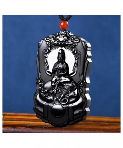 Pure natural Hotan mo Jade fine carving the Double-sided carving Frosting Fine polishing Pendant Necklace Samantabhadra (Wort...