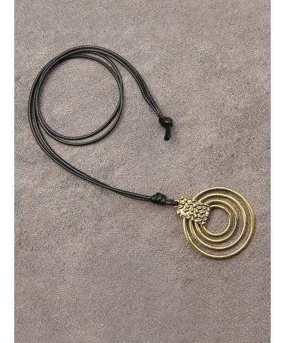 Leather Necklace for Women Vintage Boho Pendant Necklace Leather Choker Cord Long Sweater Chain Cowgirl Necklace Gold Circle ...