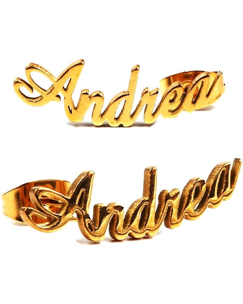 Pretty Personalized Name Earrings, Gold Plated Customized Stud Earrings for Womens Girls Andrea $10.84 Earrings