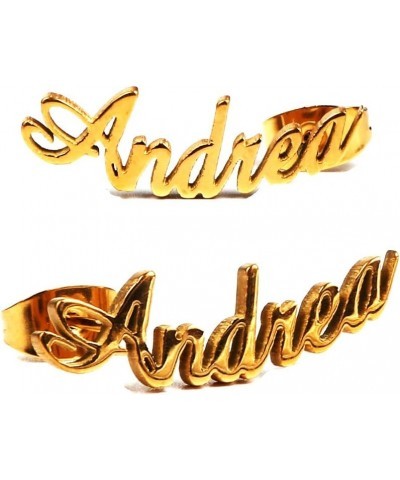 Pretty Personalized Name Earrings, Gold Plated Customized Stud Earrings for Womens Girls Andrea $10.84 Earrings