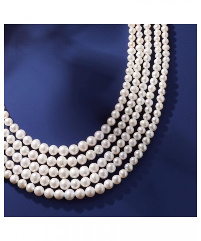 4-8.5mm Cultured Pearl 5-Strand Layered Necklace with Sterling Silver White Pearl 16.0 Inches $106.49 Necklaces